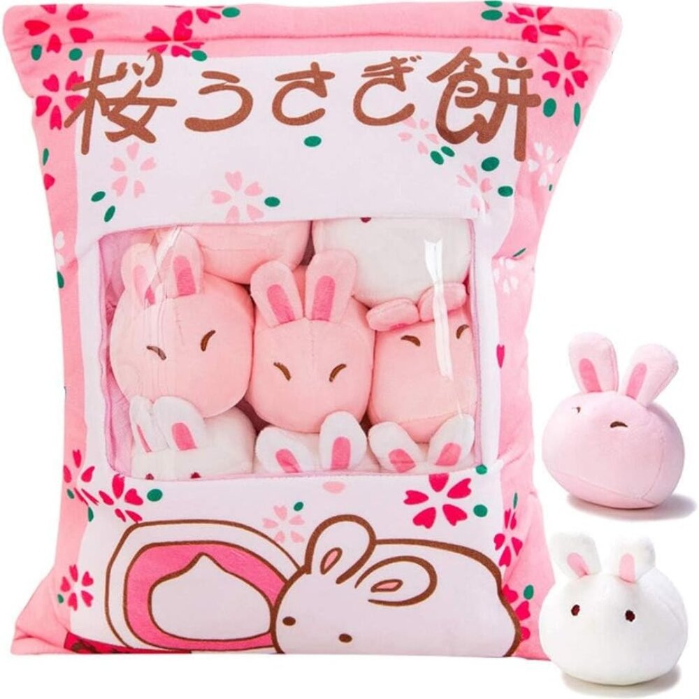 Kawaii Pink Bunny Plush Pillow - Cute Plush Bunny Plush Toys